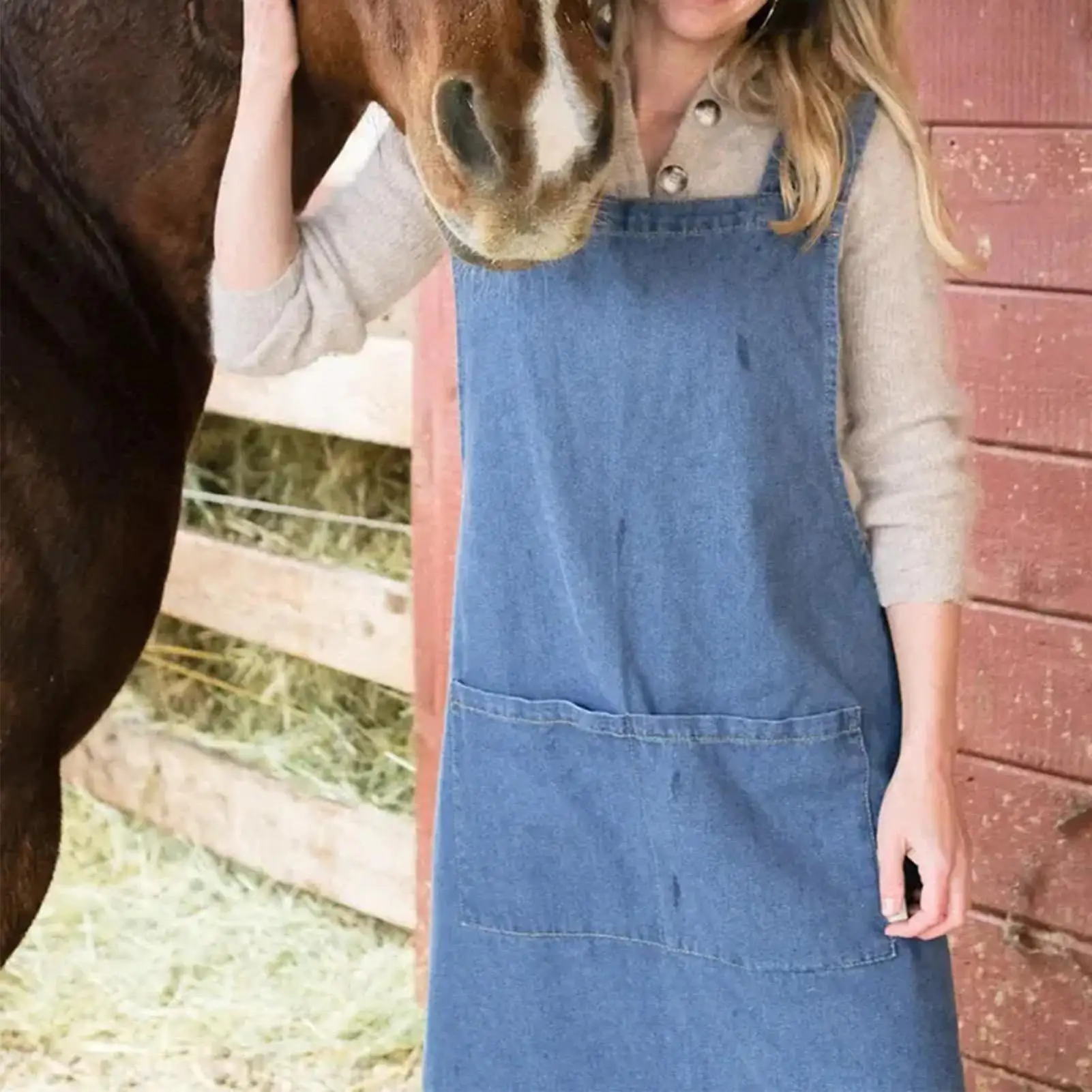 

Cotton Apron Adjustable Waist Comfortable Stylish Dress Cooking Cloth Apron For Girl Projects Cafe Kitchen Gardening Home Indoor