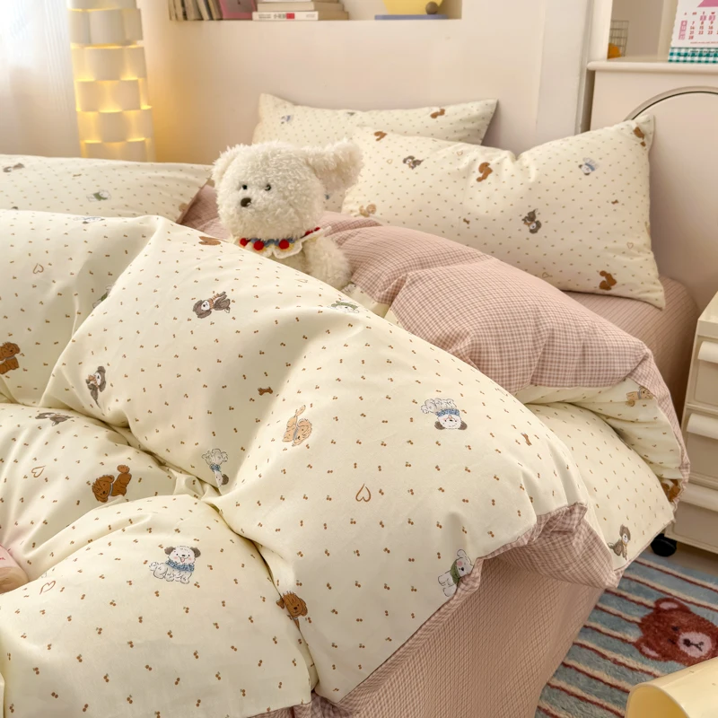 100% Cotton Cartoon Bedding Set Duvet Cover Set - 1 Duvet Cover 2 Pillowcases,Breathable Durable Single/Double/240x220/160X210