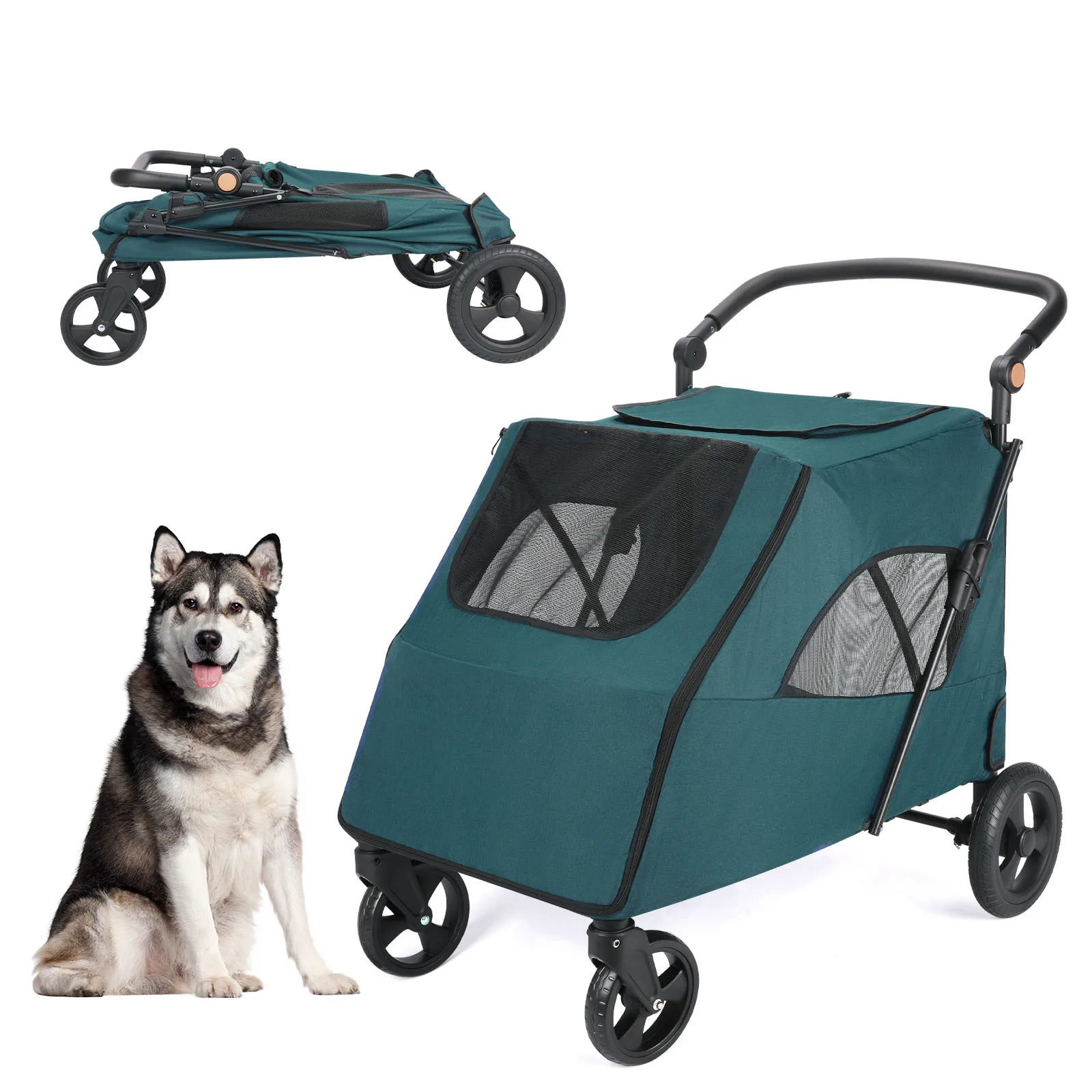 Wedyvko Extra Large Dog Stroller for Large Dogs,Pet Stroller for Medium Dogs 120 Lbs, Dog Carts with 4 Wheels,Adjustable Hand