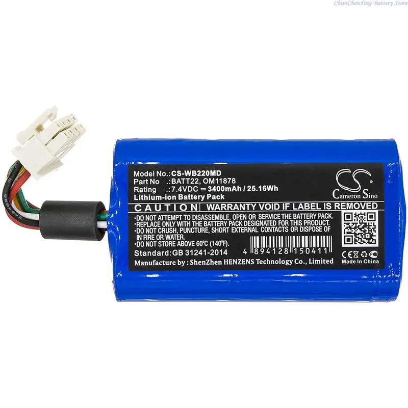 Cameron sino 3400mAh Battery for Welch-Allyn Connex Spot Monitor,Grason-Stadler,Protocol,Connex Spot,Pressure unit Connex Spot