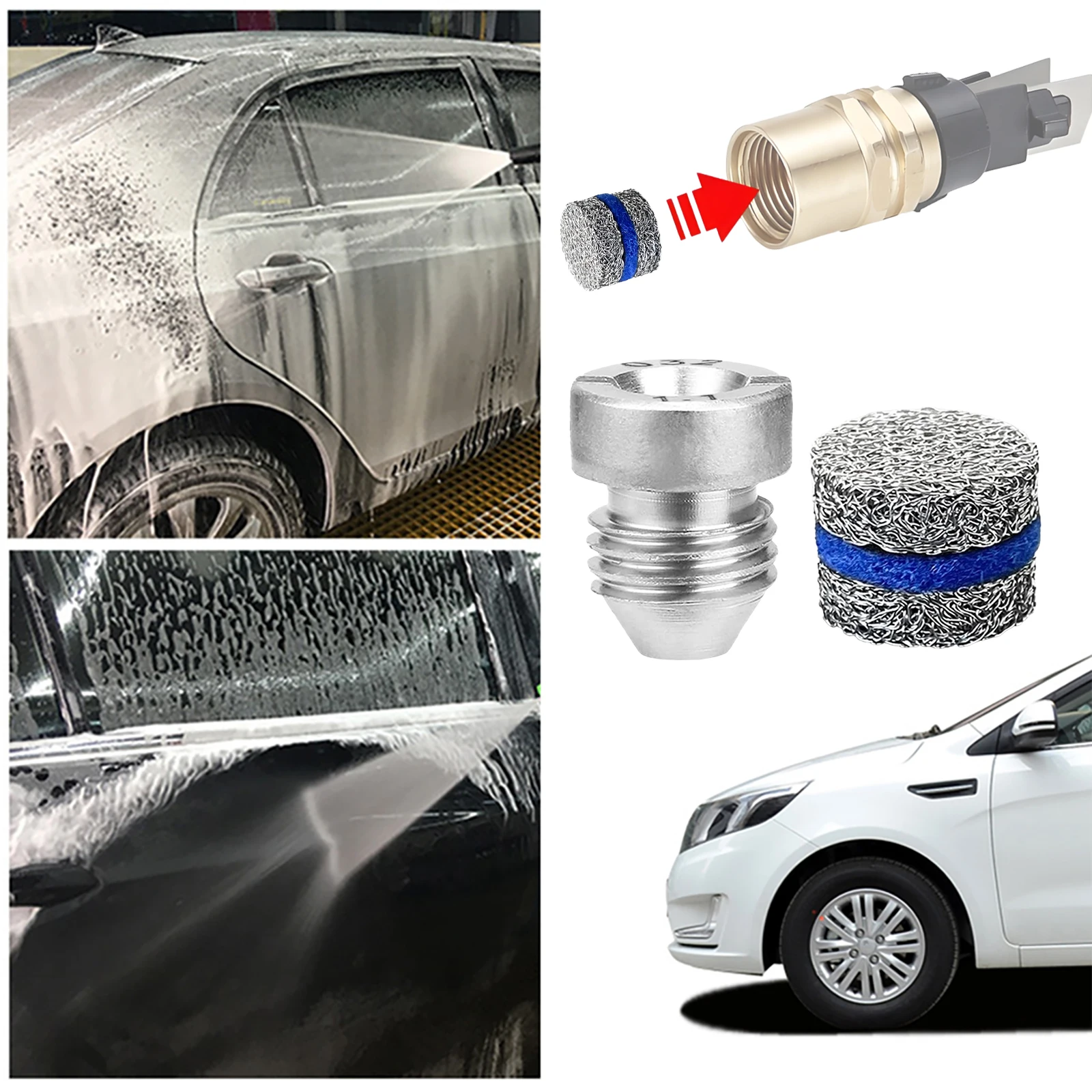 Universal Foam Cannon Nozzle Tips and Foam Maker Mesh Filter Replacement Threaded Tips and Foam Maker Mesh for Foam Cannon