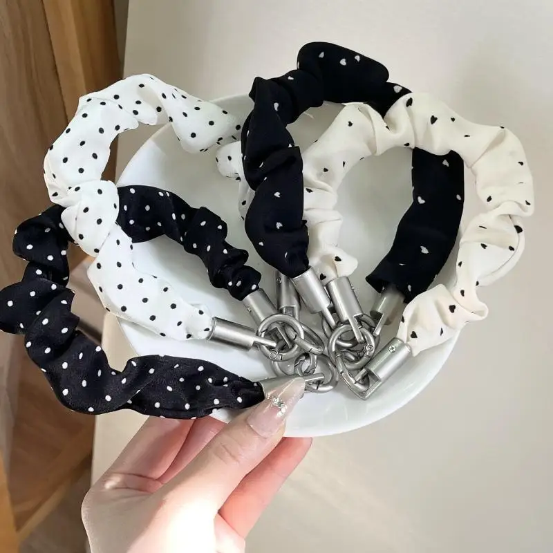 Gepunktetes Schwarz-Weißes Herz-Handy-Lanyard Handgelenkschlaufe Handykette Anti-Verlust-Armband Handyhüllen-Lanyard Handy-Handgelenkschlaufe – Detail 3