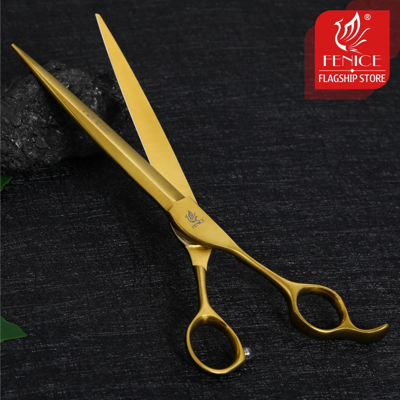 Fenice 7.25inch Professional Pet Grooming Scissors Straight Cutting Shears with Serrated Teeth VG10 Dog Beauty Tools for Groomer