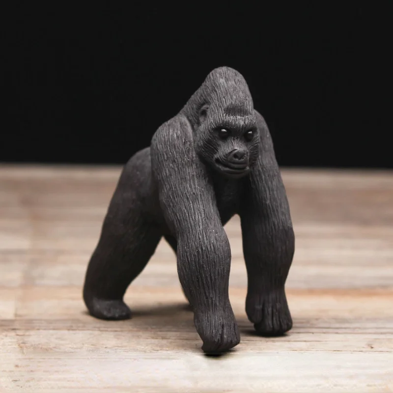 Yixing Zisha Gorilla Tea Pet Figurine Handmade Clay Animal Sculpture for Tea Ceremony Desk Decor Collectible