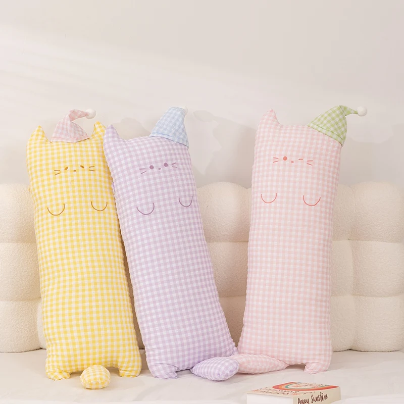 

Kawaii Cat Plush Long Strip Detachable Pillow Sleeping Comfort Pillow Dormitory Headboa rd Cushion Gift For Kids Friends