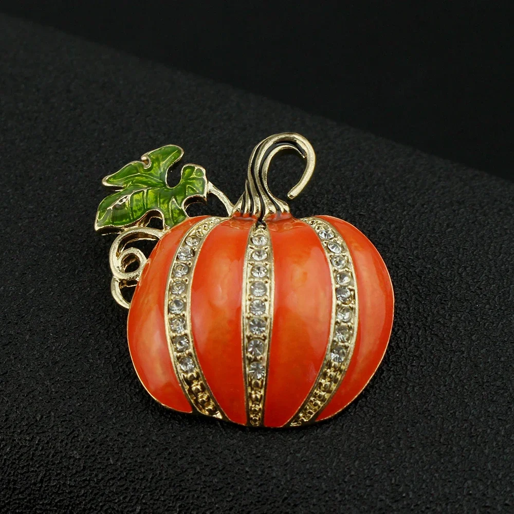 الأزياء والمجوهرات المينا اليقطين دبابيس للنساء الكلاسيكية حجر الراين هالوين بروش دبوس الهدايا