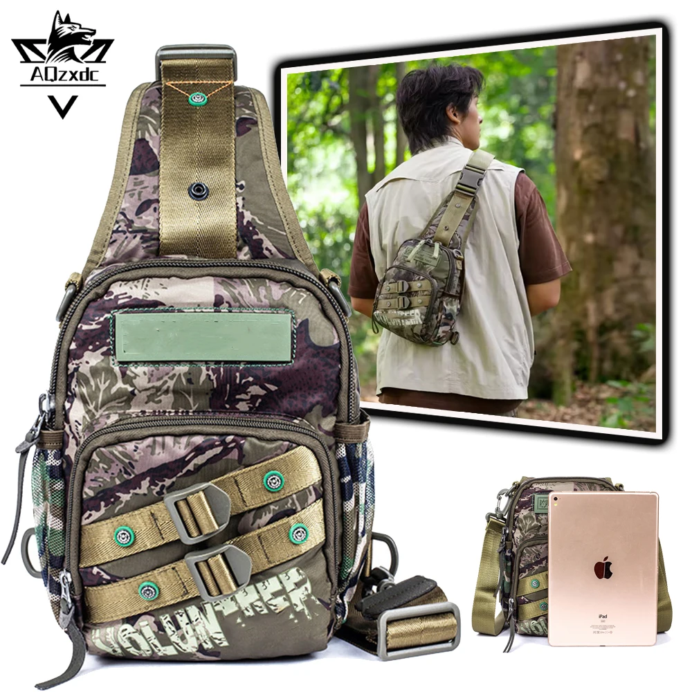

Tactical Camouflage Messenger Bag Pouch Portable Multifunctional Shoulder Chest Packet for Men Hiking Camping Fishing Hunting