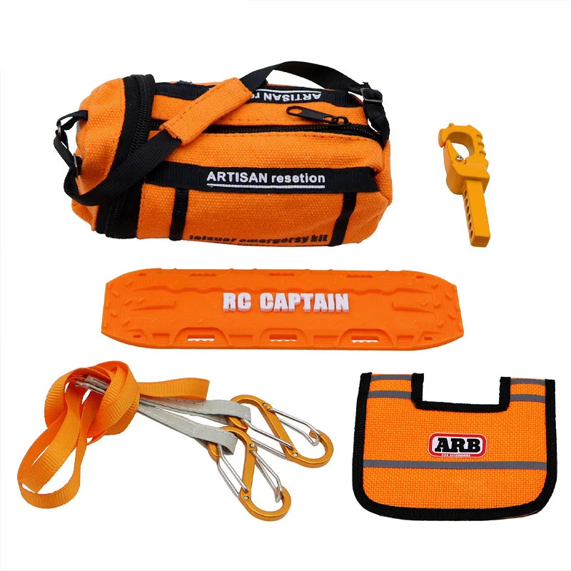 Rc 1/10 1/12 Remote control car outdoor tools Simulated first aid kit Rescue rope recovery board Rescue hook cable flag suit