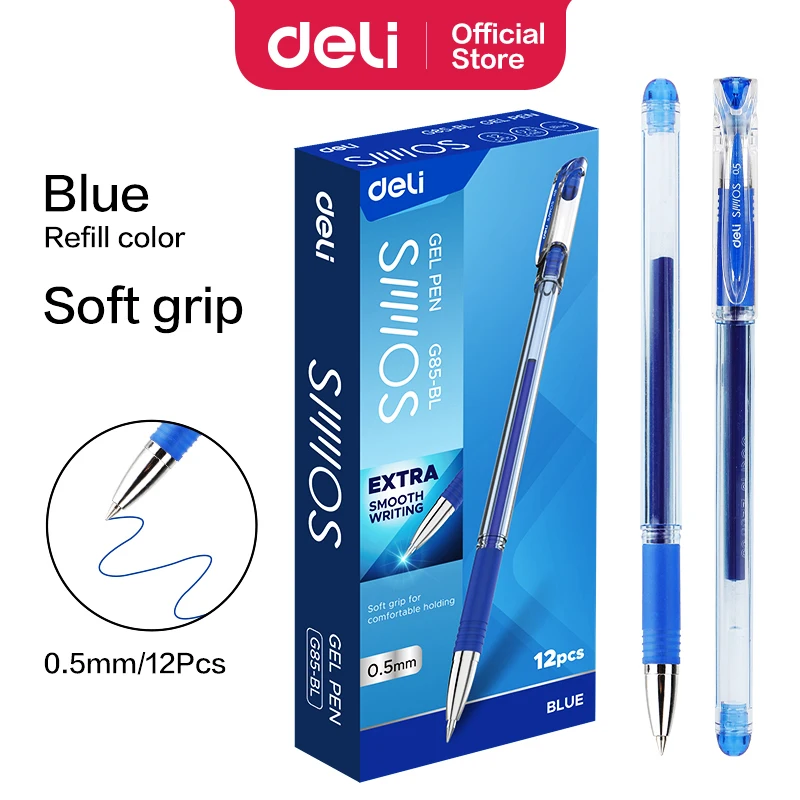 Deli 12 PCS Ballpoint Pen 0.5 MM Office Gel Pn 12PCS/Box Smoothing Writing Low Viscosity Ink Writing Pens Office Stationery
