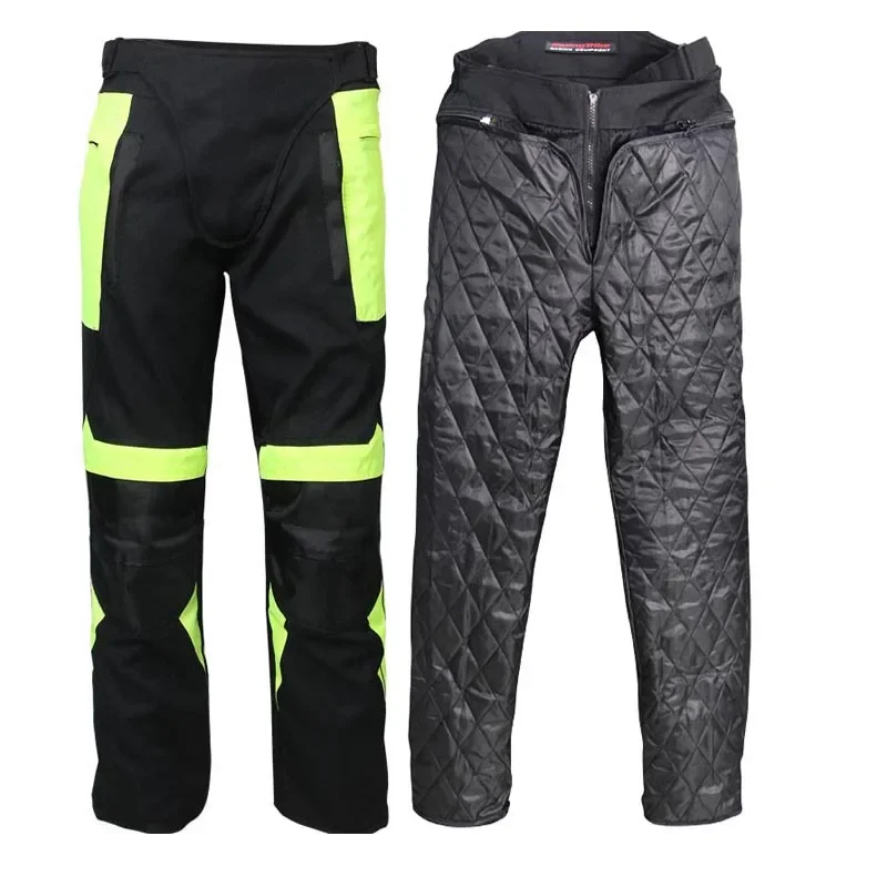 5XL Motorcycle Summer Pants Men\'s Reflective Protective Trousers Racing moto Cotton liner Green Woman Motorbike Knee pads Pants