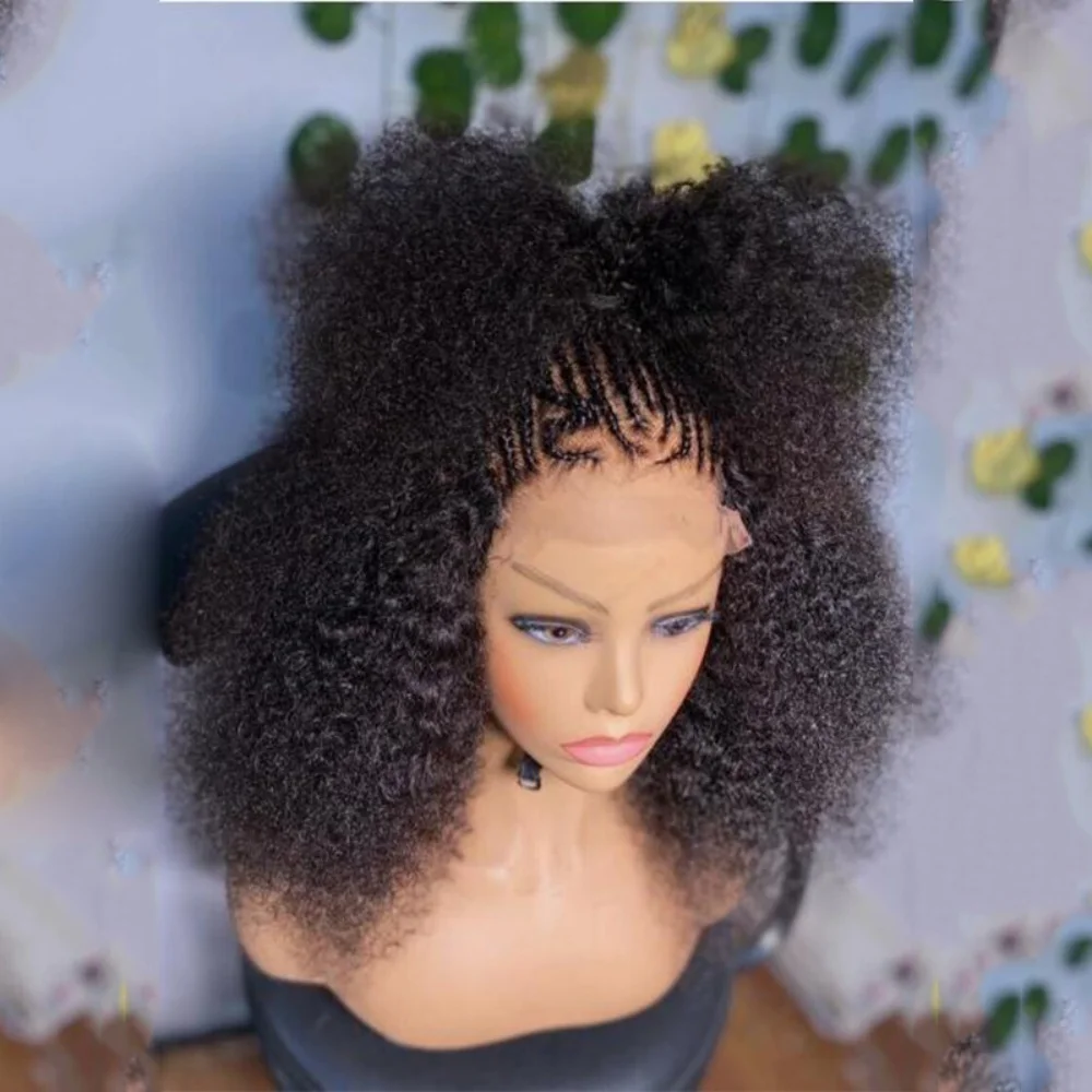 180 % Dichte, verworrene Locken, 66 cm, vorgezupft, natürlicher Haaransatz, lange, weiche schwarze 13 x 4-Lace-Front-Perücke für schwarze Frauen, BabyHair, ohne Kleber