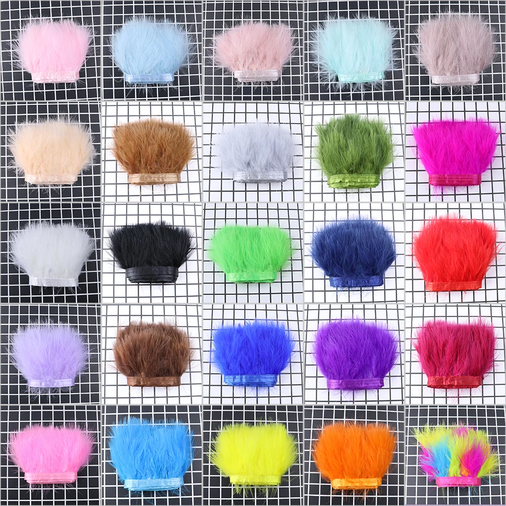 1Meter Dyed Colorful Marabou Feathers Trim Fringe Clothing Sewing Decoration 8-10CM Fluffy Feather Ribbon Crafts Plume Wholesale