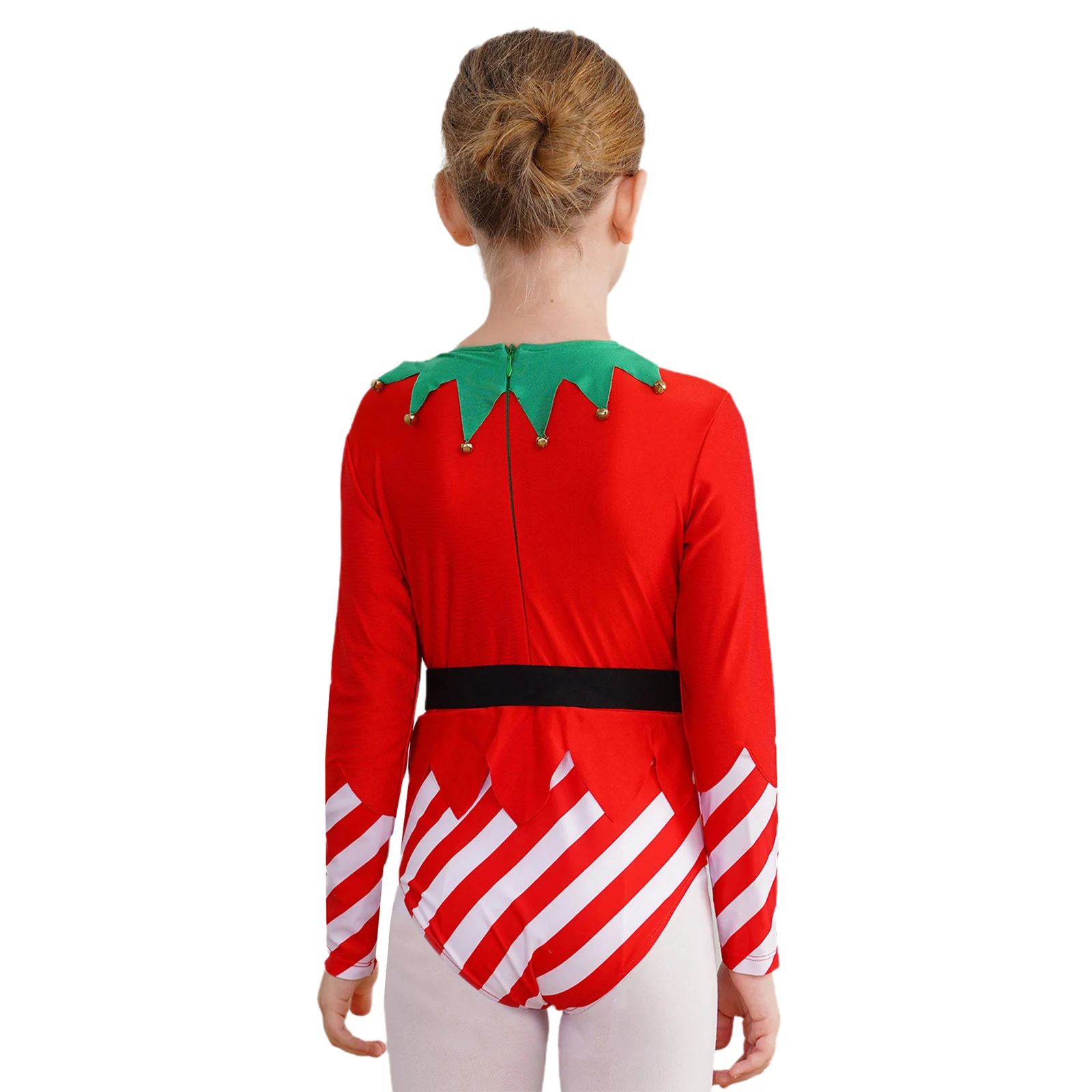 Kinder Mädchen Weihnachten Tanz Trikot Langarm Streifen Bodysuit für Ballett Gymnastik Skaten Weihnachten Halloween Party Dress Up