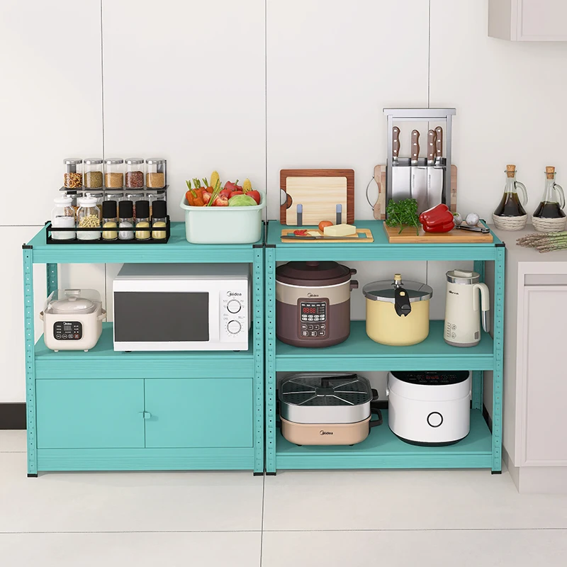 

Синяя кухонная полка от пола до потолка, многофункциональный стол для резки овощей, консоль, полка для микроволновой печи, шкаф для хранения духовки