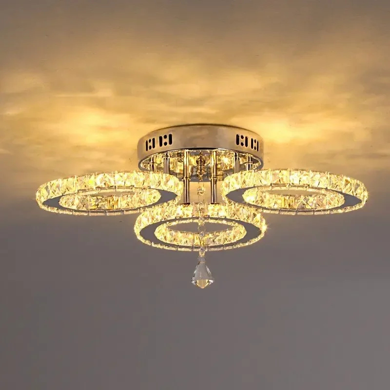 

Modern 3 Ring LED Crystal Chandelier Ceiling Light Pendant Hanging Fixtures Lustre Chandeliers for Lighting