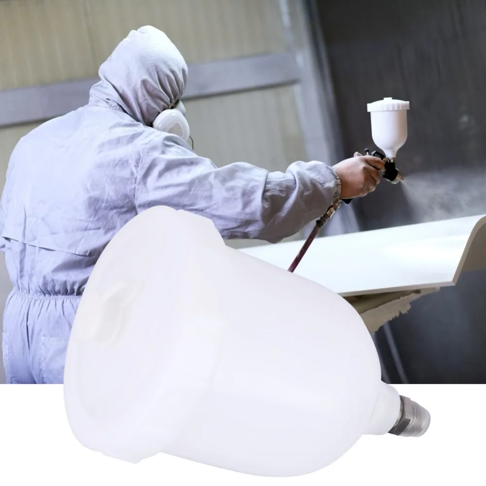Recipiente de plástico de 600 ml para pistola pulverizadora, compatible con Dv1 GTI Pro TT GFG, taza para pulverizador de pintura D-evilbiss T EKNA Pro FLG con conector roscado
