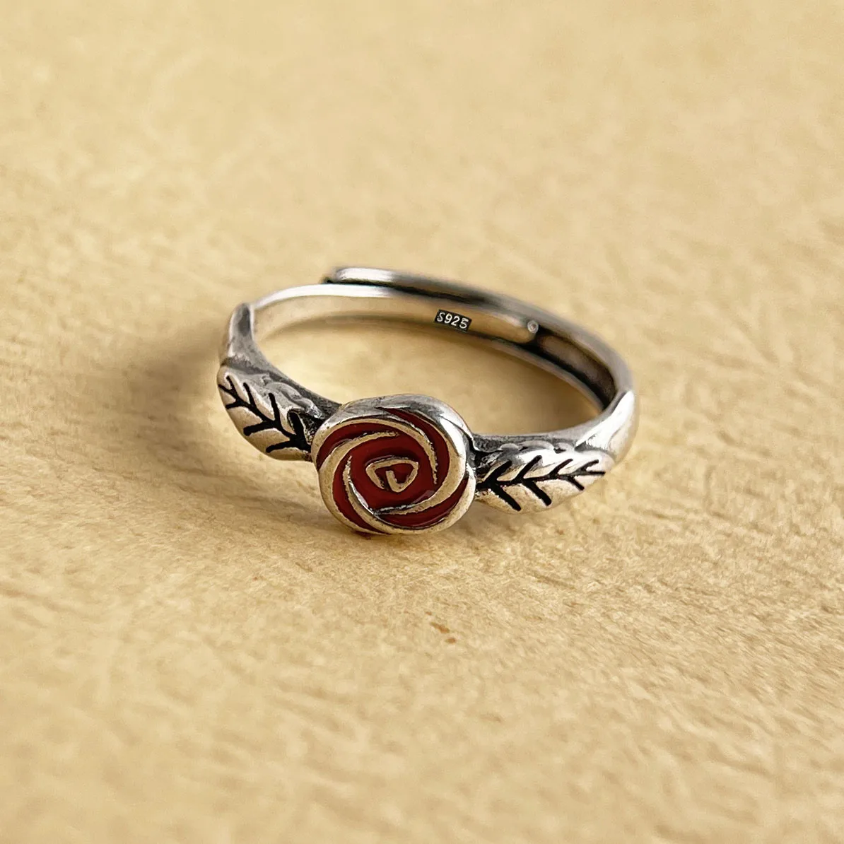 925 Sterling Silver Rings For Women Geometric Fine Jewelry Finger Adjustable Vintage Rose Couple Ring For Party Birthday Gift - view 3