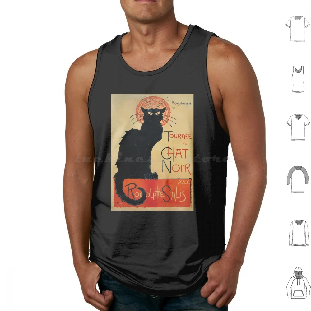 Le Chat Tank Tops Print Cotton Le Chat Cat Vintage Black Cat French Art Nouveau Le Chat Parody Cats Paris Chat Iconic