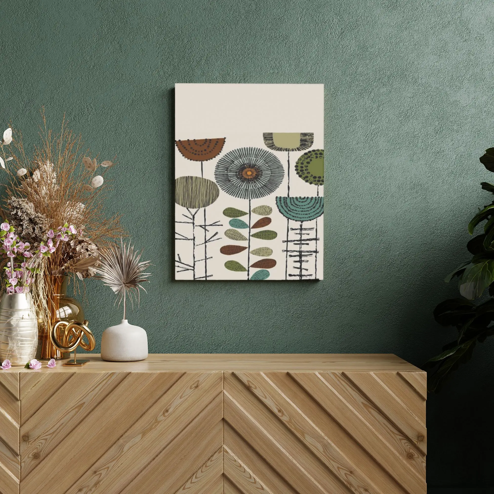 Art Unframed Hanging Picture Orla Kiely Mid Century Modern Modern Aesthetic Artwork Scandinavian Floral Orla Art 12x16inch