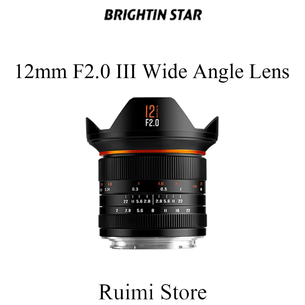 Brightin Star 12 mm F2.0 III Ultraweitwinkel-Objektiv mit großer Blende, APS-C, manueller Fokus, spiegellose Kameras