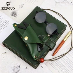 Cowhide Sunglasses Cases Solid Color Sunglasses Bag Glasses Protective Sleeve Genuine Leather Glasses Case
