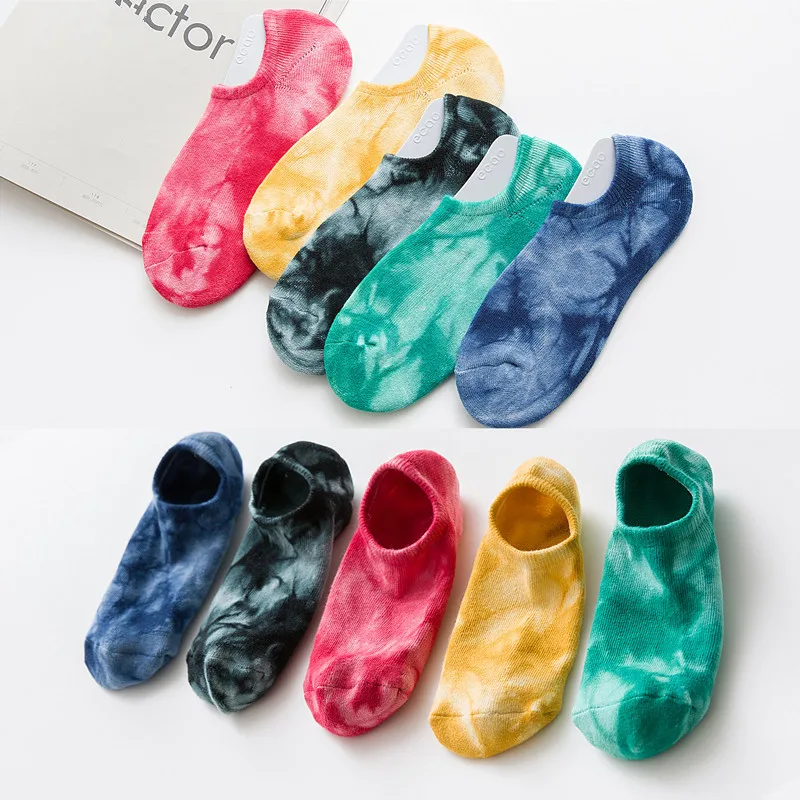 5 Pairs Men & Women Socks Breathable Sports Outdoor Camouflage Socks Solid Color Boat Socks Comfortable Cotton Ankle Socks Blend