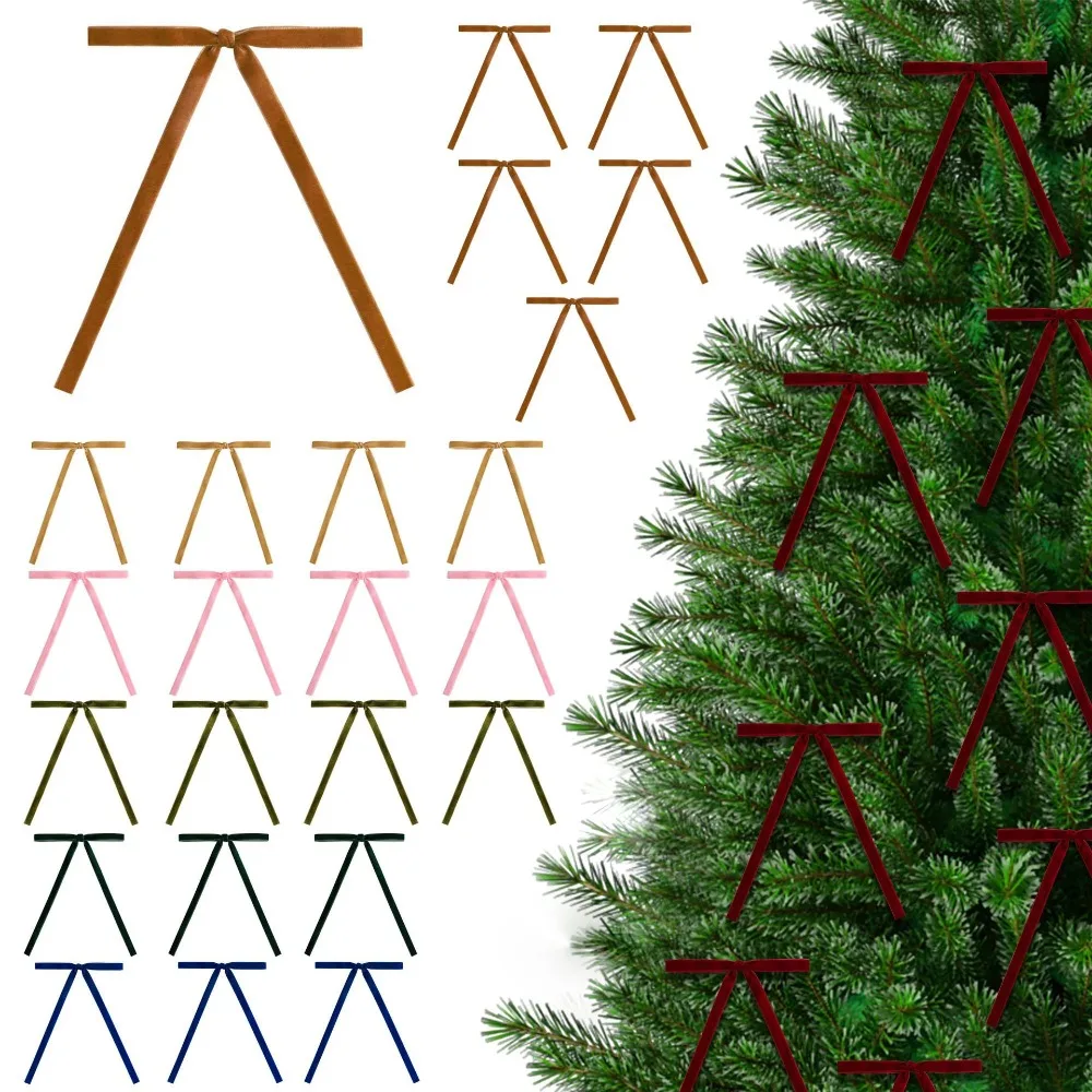 

12pcs/set Vintage Christmas Tree Bows Indoor Outdoor Decorations Christmas Gift Velvet Bows Elegance Versatile Usage