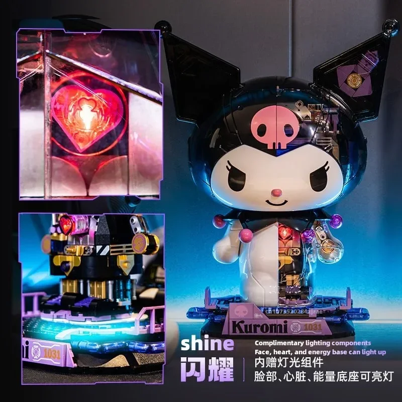 

2023 New Sanrio Building Block Kuromi Cartoon Model Semi Mechanical Transparent Assembly Children's Puzzle Toy Birthday Gift