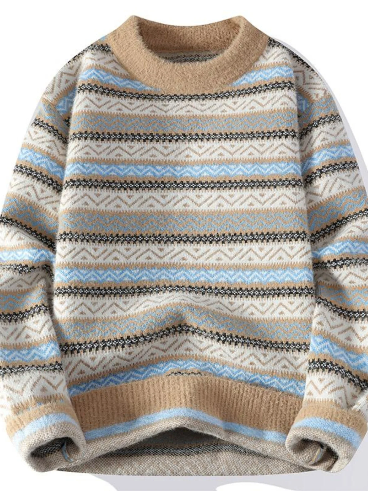 

Мужской свободный вязаный свитер Thiened с высоким воротником из норкового волокна Base irt для осенне-зимних подростков, повседневная одежда