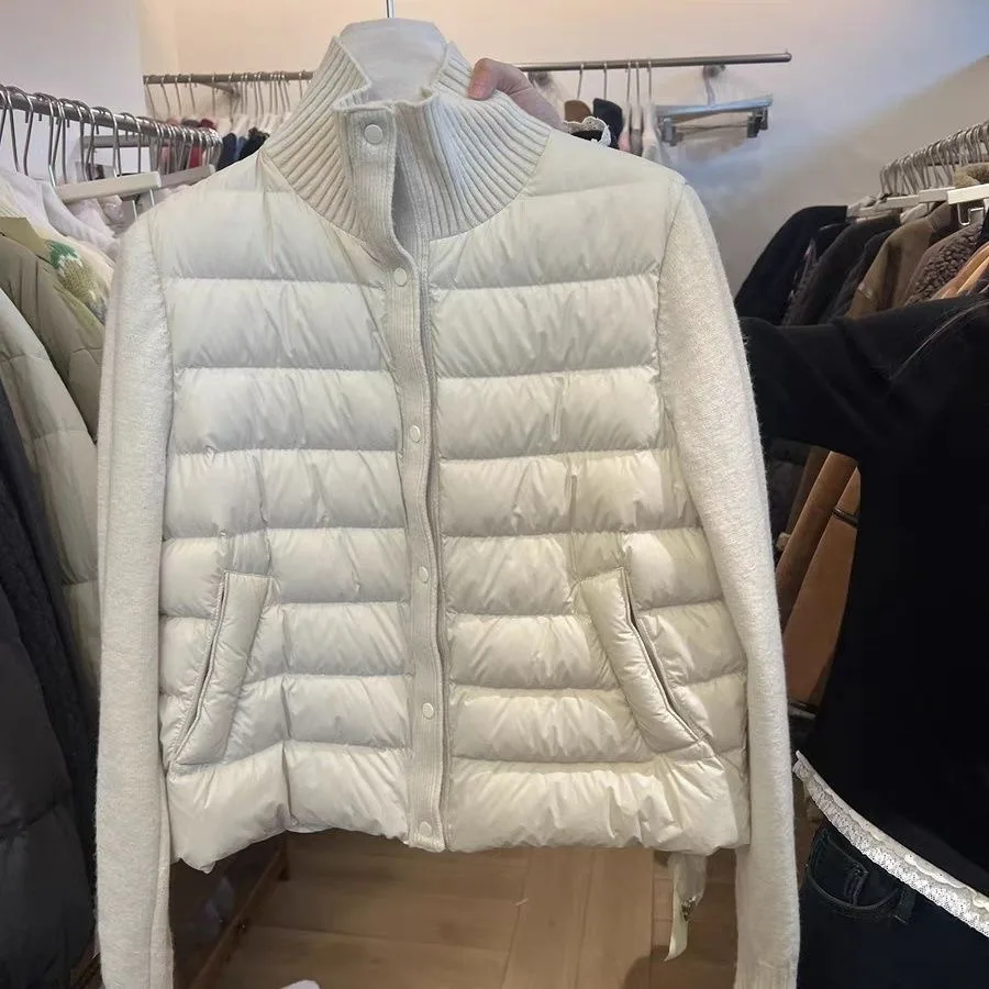 Lightweight Padded Cotton Jacket Women's Stand Collar Knitted Sleeve Fashionable Korean Style Winter Outerwear Tagkita Brand