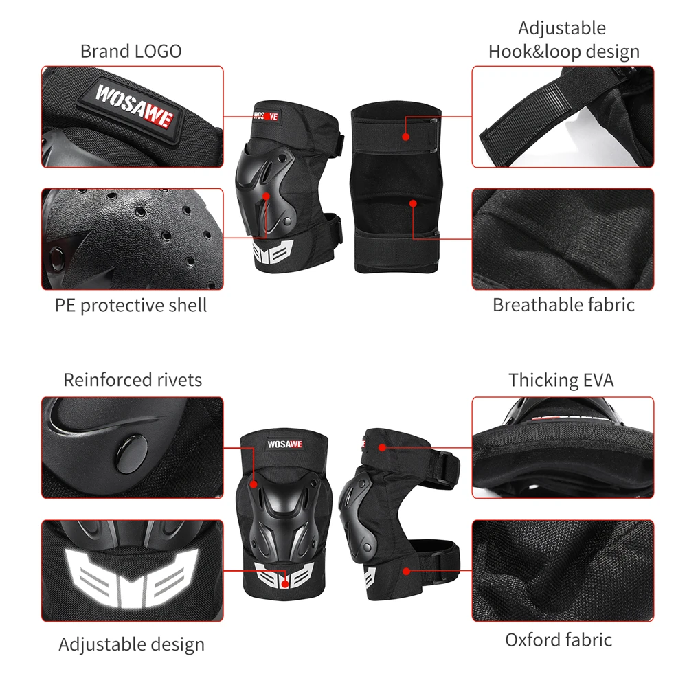 WOSAWE Motorbike Protective Kneepad Motocross Motorcycle Knee Pads Elbow Protector Night Reflective Racing Guards Protection