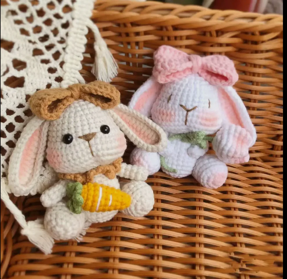 Finished retro lop-eared rabbit wool hand-woven cute pendant keychain bag hanging couple gift