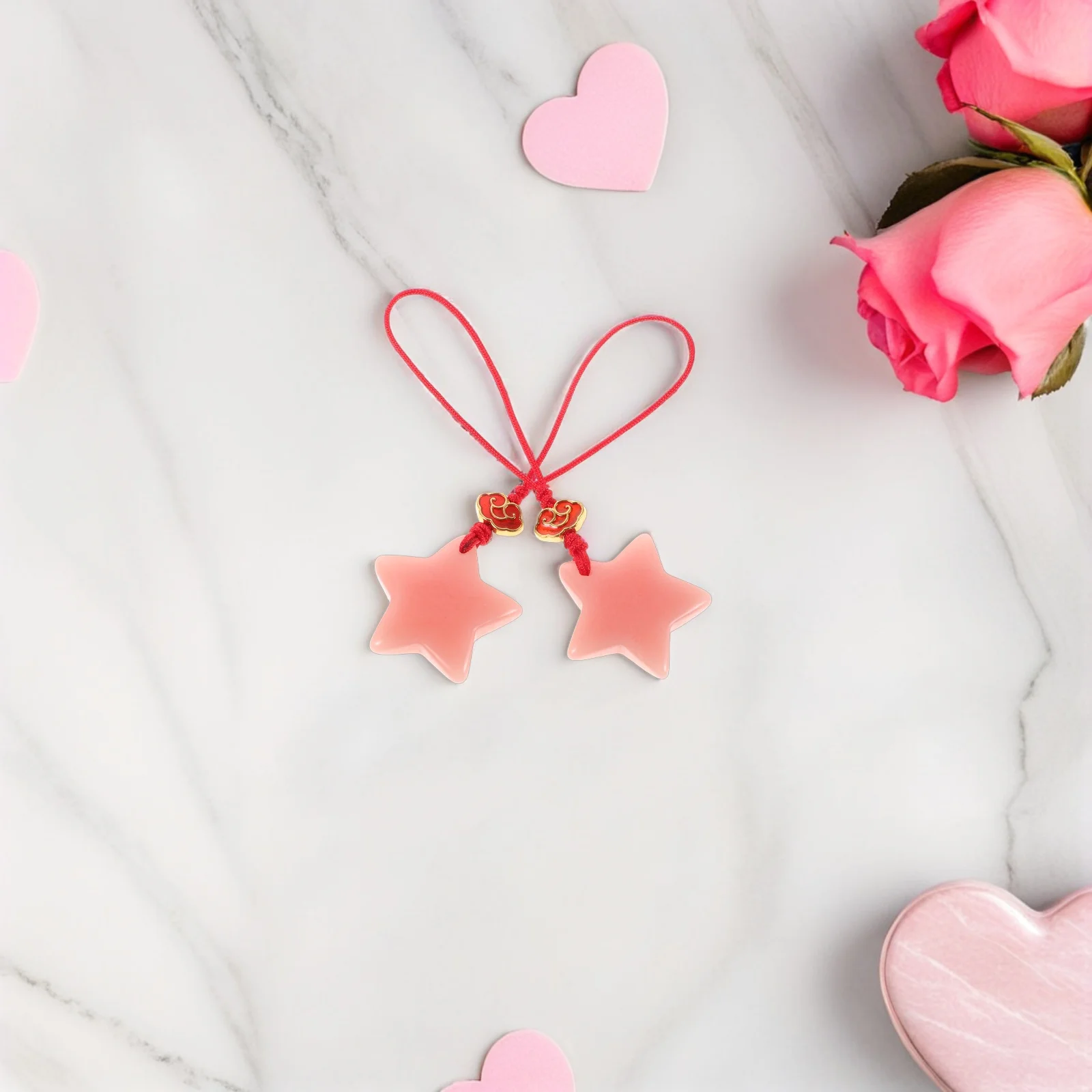 

2pcs Glow in Dark Star Phone Charm Keychain Sturdy Material Universal Fit Lightweight Party Gift Luminous Decorative Pendants