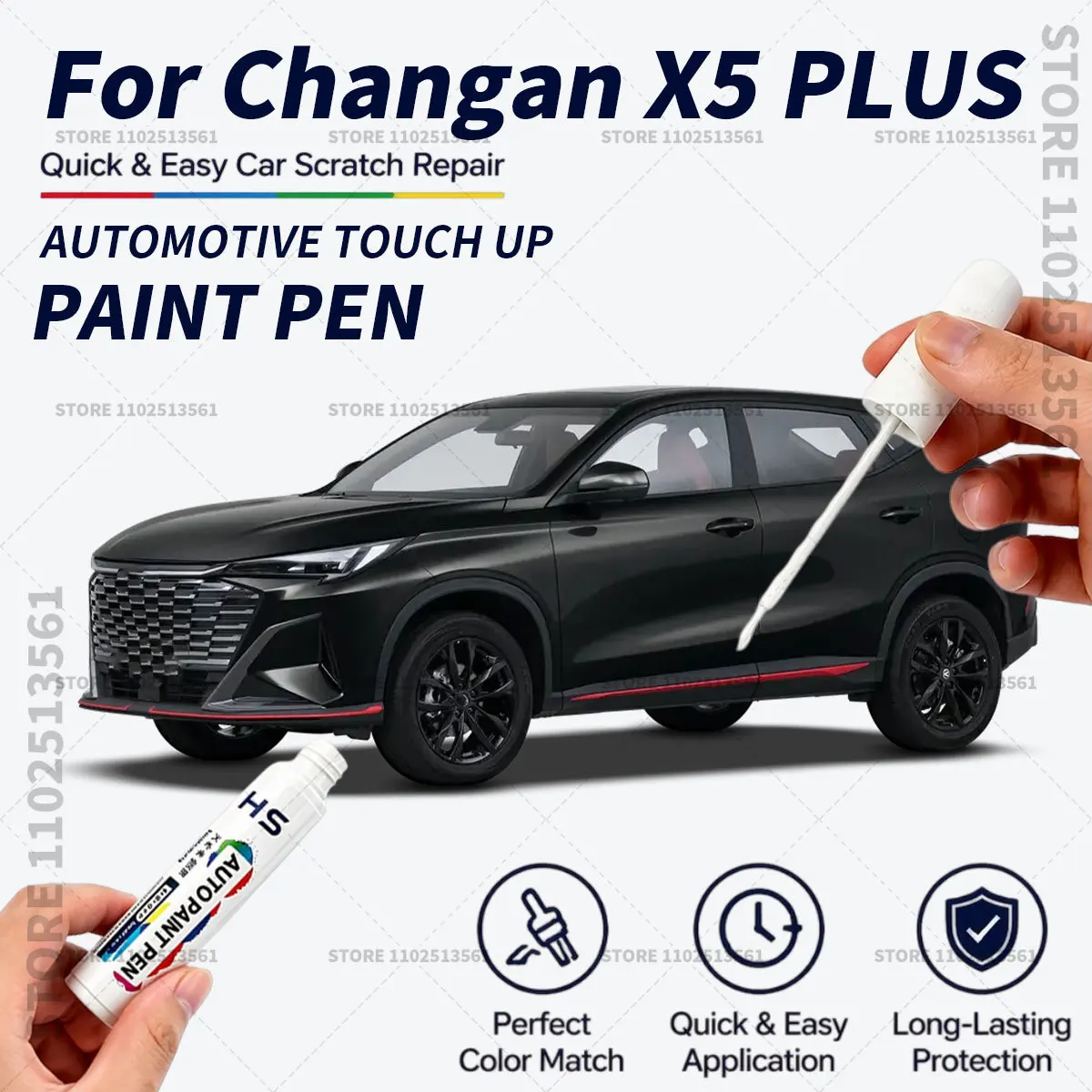 Quick Dry Car Touch Up Paint Pen Auto Scratch Repair Brush for Paint Chips Scratches and Scuffs For Changan X5 PLUS White  Black