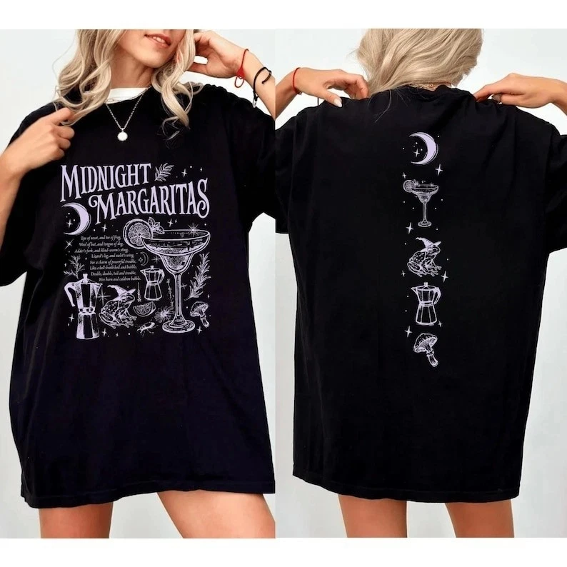 Vintage Midnight Margaritas Shirt Practical Magic Tee Retro Halloween Movie Short Sleeve T-shirts for Summer Unisex All-Season