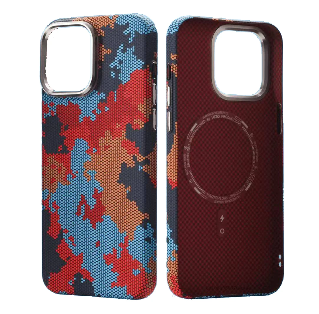 

For iPhone 15 14 13 16 Pro Max Case Mganetic Honeycomb Carbon Fibre Pattern Camouflage For MagSafe Wireless Charge Hard PC Cover