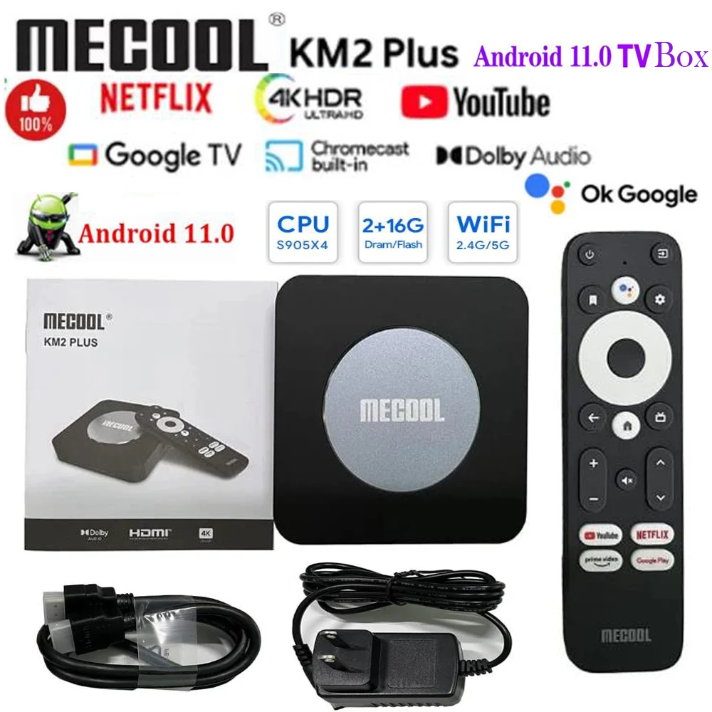 

[Genuine] Mecool KM2 Plus Android TV Box S905X4 4K Google Netflix Certified USB3.0 Prime Video Multi Streamer HDR10 BT5 100M LAN