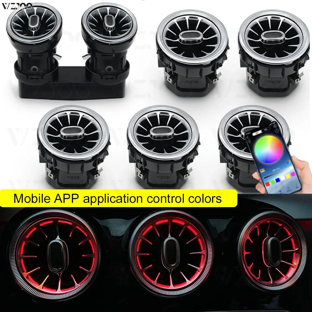 LED Ambient Light Vents For Mercedes Benz C Class W205 W213 W156 W117 W176 Bluetooth APP Control Car Nozzle Turbine Air Outlet