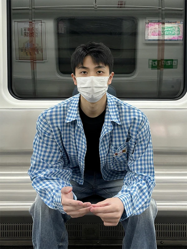 

Синяя клетчатая рубашка с длинным рукавом для мужчин, с вышивкой, с рисунком таксы, летняя, повседневная, модная, свободного кроя, молодежная