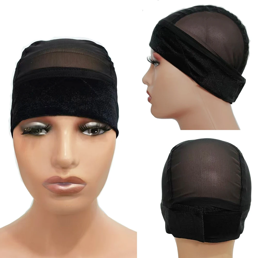 Black Wig Grip Cap For Wigs 1Pcs Adjustable Velvet Wig Grip Band With Cap For Women Comfortable Ventilated Wig Caps