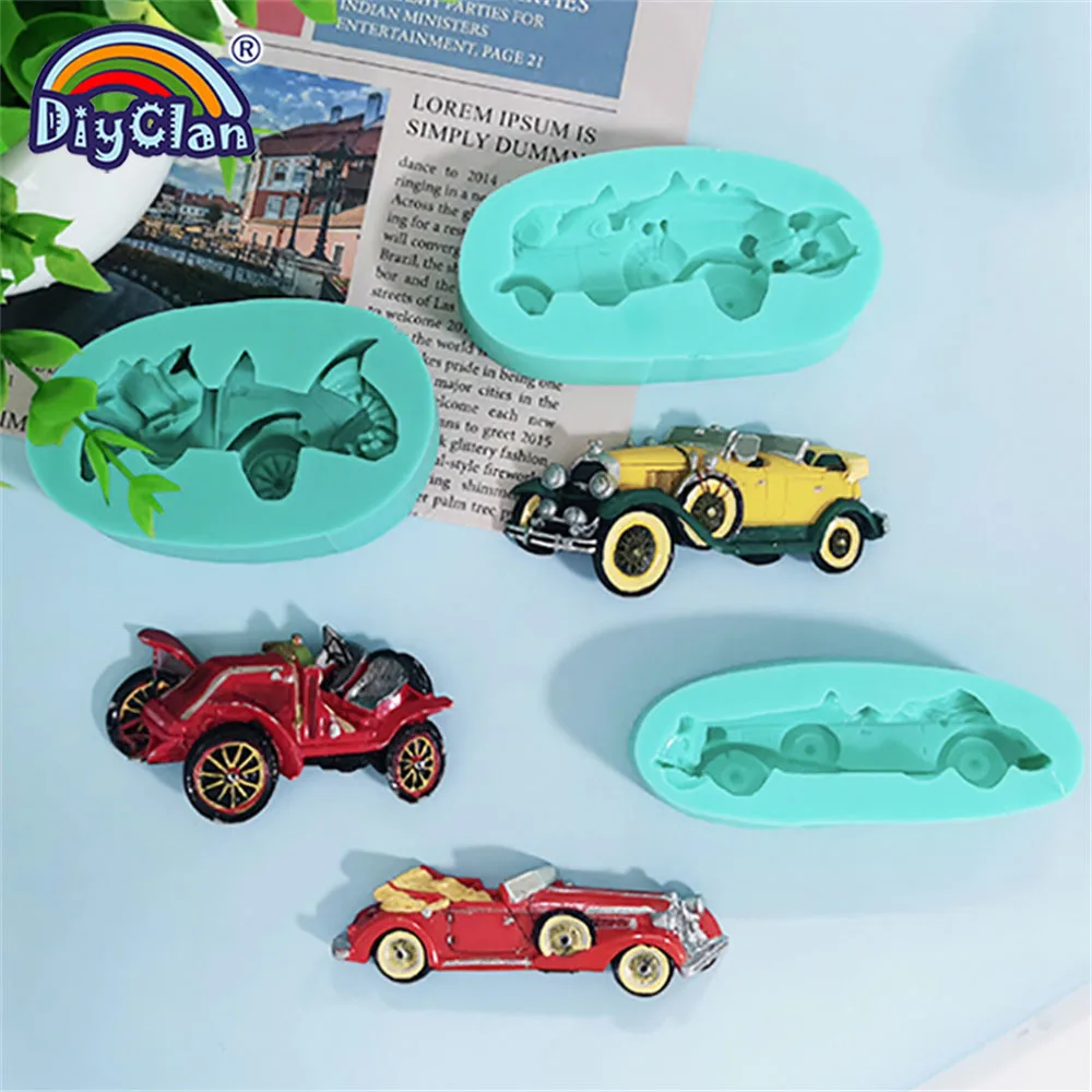 10 Style Vintage Car Silicone Fondant Molds Cake Decorating Tools For Chocolate Polymer Clay Sugarcraft Mould Baking Tools