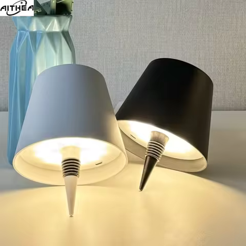 Luz LED Sem Fio para Garrafa de Vinho AITHEA, Luminária de Mesa Recarregável com Interruptor Touch, Luz Noturna para Decoração de Café, Bar, Clube e Restaurante