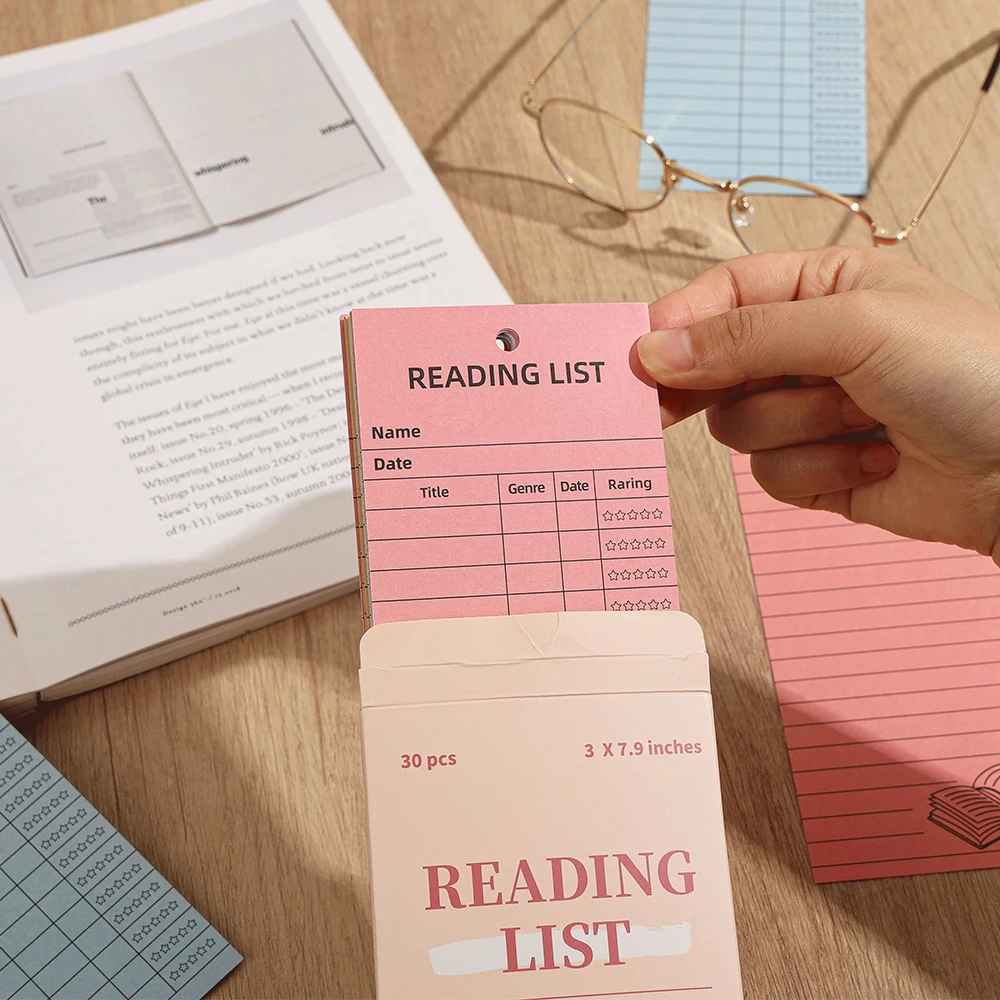 30 Pcs Reading Log Bookmarks Undated Library Cards with Colorful Ribbons for Readers Teachers Great for Tracking Books Gifts