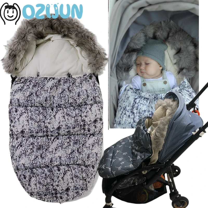 Baby Winter Outdoor Tour Stroller Sleeping Bag Stroller Footmuff Cover Thick Warm Fleece Bunting Bags for Newborns