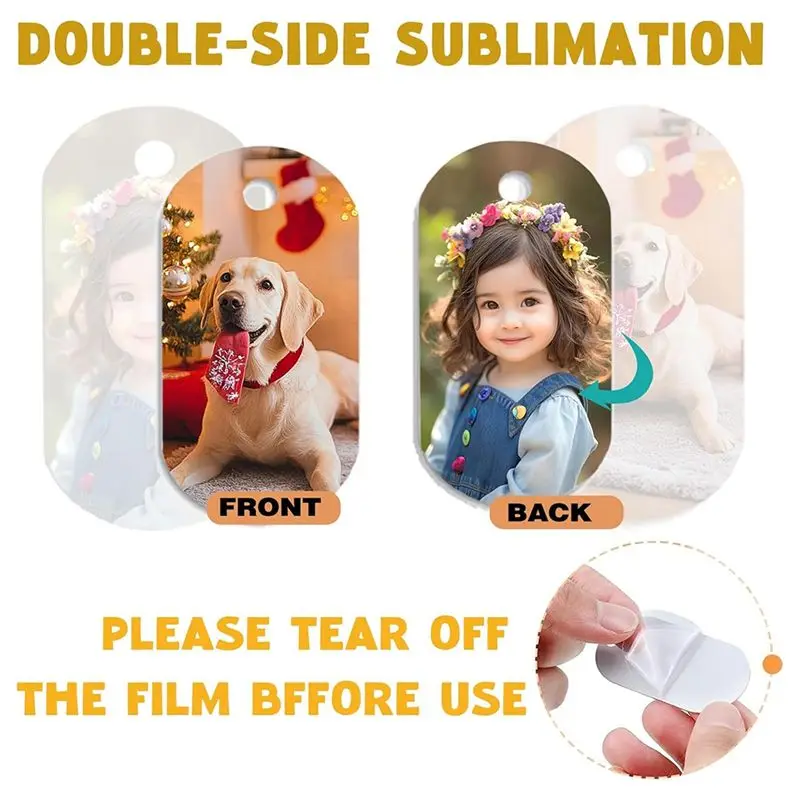 Feb.Sublimation Dog Tags Blanks 48 Pcs Aluminum Sublimation Dog Tag Chain Necklace Double Sided Dog Tags Oval For Pets
