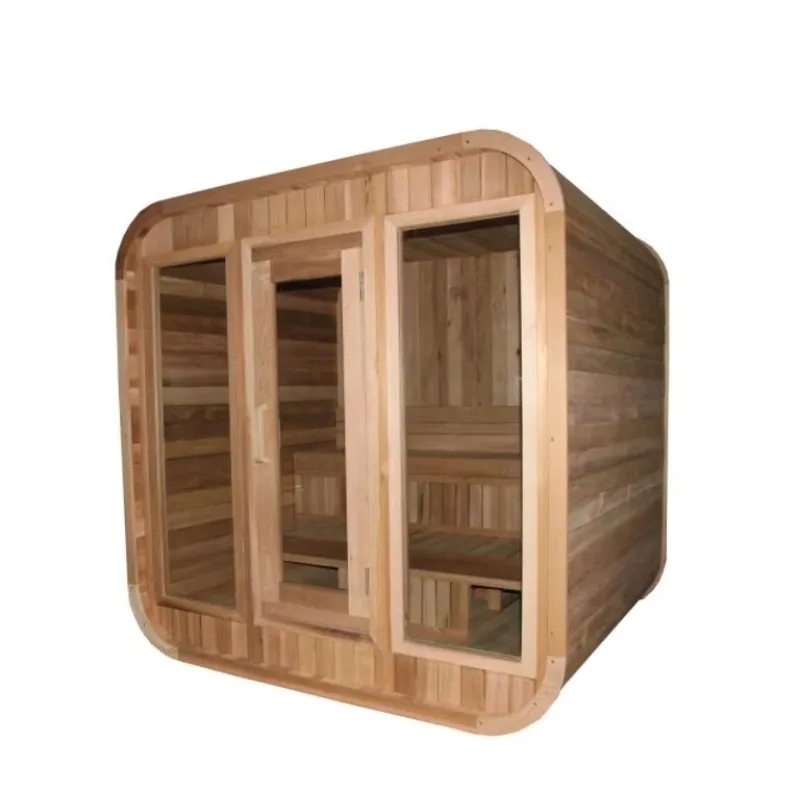 Custom Outdoor 4-6 Person Traditional Steam Cube Sauna Room Equipped With Wood Fired Stove Eco Friendly Solid Wood Sauna Cabin