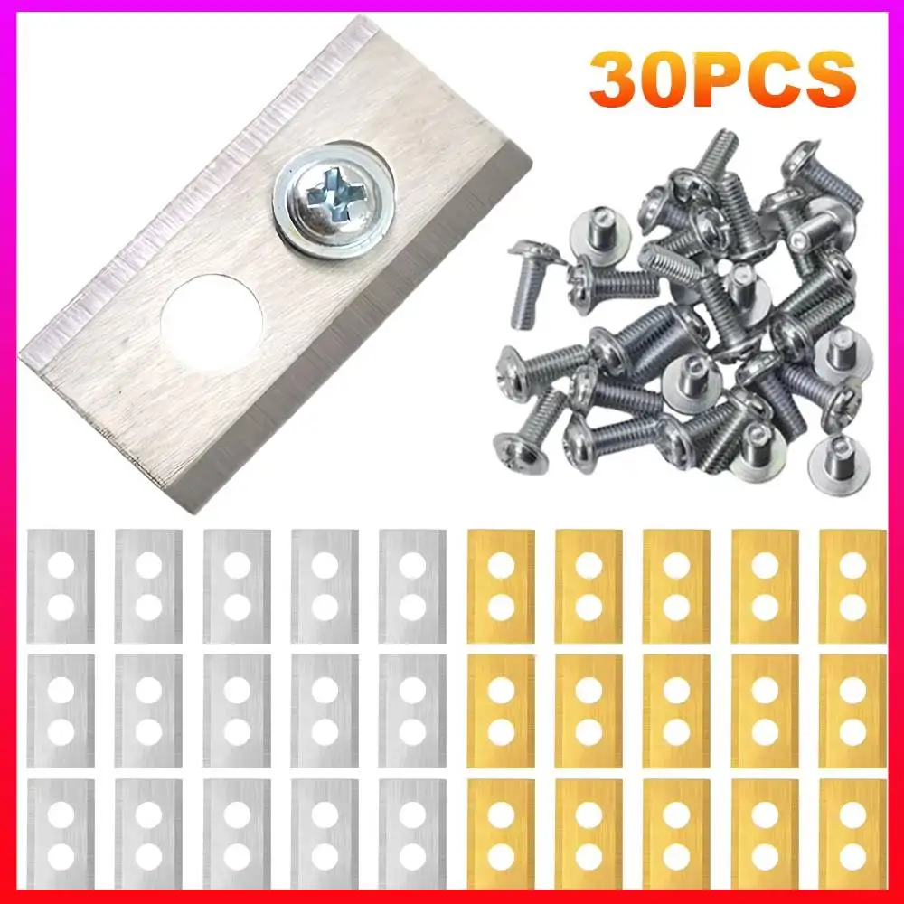 

30 шт. 0,6 мм лезвия для газонокосилки с шайбами и винтами, металлические сменные лезвия, лезвия для газонокосилки с двойным отверстием для робота Mammotion Luba