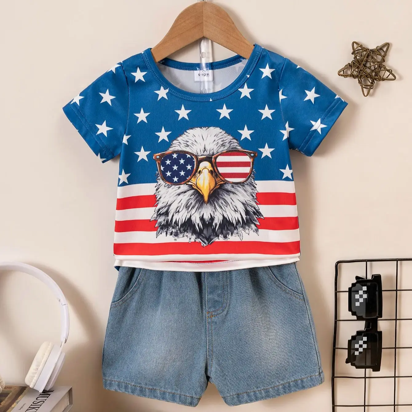

2PCS Summer Boys Set Short sleeved Cartoon Trendy T-shirt Top Casual Shorts Fashion Infant Toddler