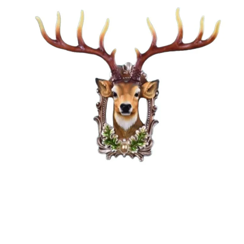 

European style, lucky, deer head, background wall, decoration, living room, pendant, wall decoration, pendant, bar, entrance