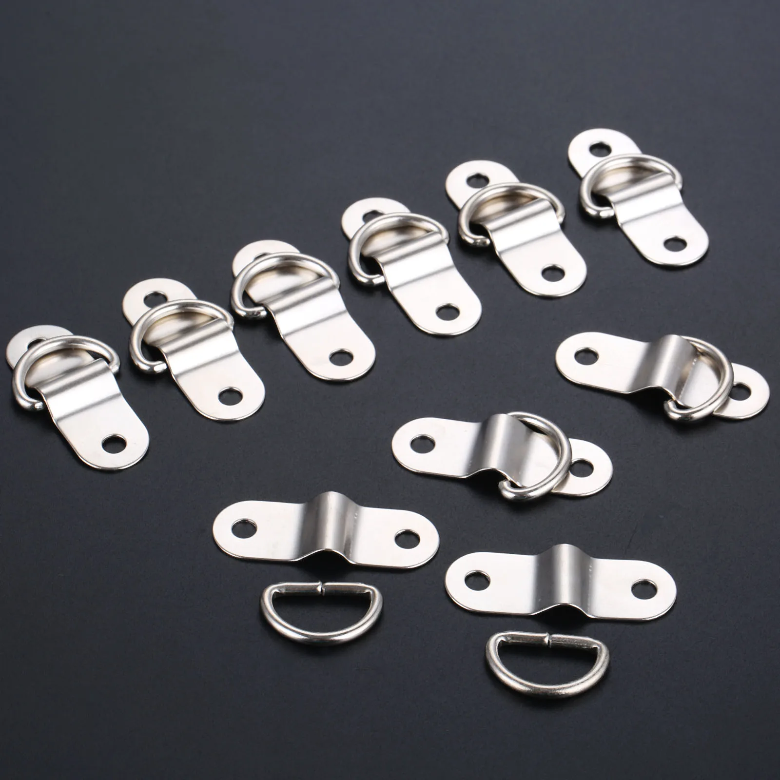 10Pcs Przyczepy do łodzi Pierścień D Trwały hak do mocowania liny Kotwica do obciążenia Metalowy płaski bezszwowy pierścień D Przycisk D Półokrągła klamra